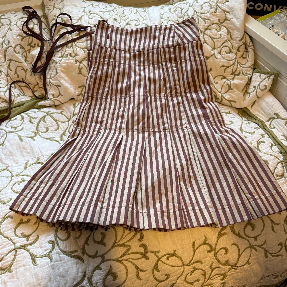 Krista Larson Striped Wrap Skirt for All Occasions OS 100% Cotton